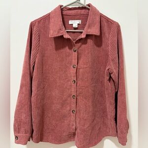 Christopher & Banks Corduroy Button-Down Shirt in Rusty Rose Women’s Size PM